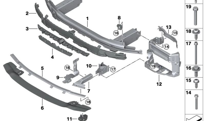 Front support for BMW 8 Series F91, F92, F93, G14, G15, G16 (OEM 51117373406). Original BMW