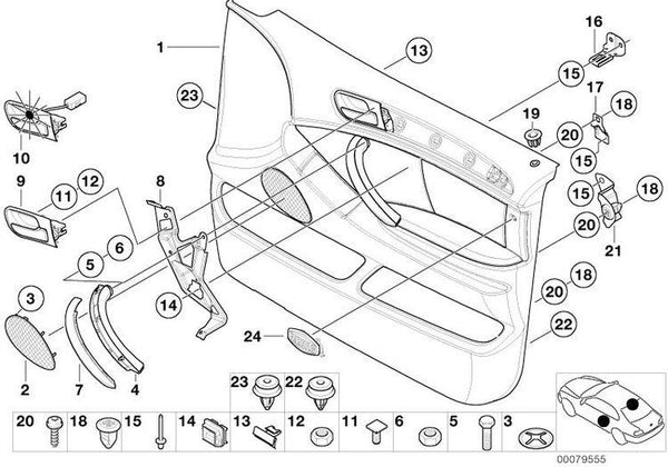 Cubierta Embellecedor Botón De Bloqueo Negro Para Bmw X5 E53. Original Recambios