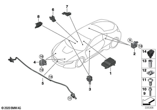 Clip Para BMW E81, E82, E87, E88, E90, E91, E92, E93, I12, I15, X1 E84, X3 E83 (OEM 13537529766). Original BMW