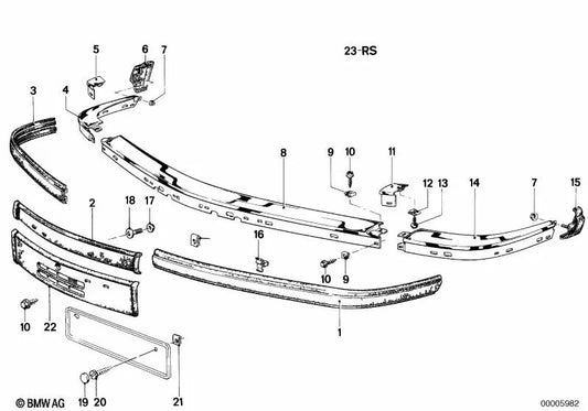 Parachoques imprimado delantero derecho para BMW E23 (OEM 51111959656). Original BMW.