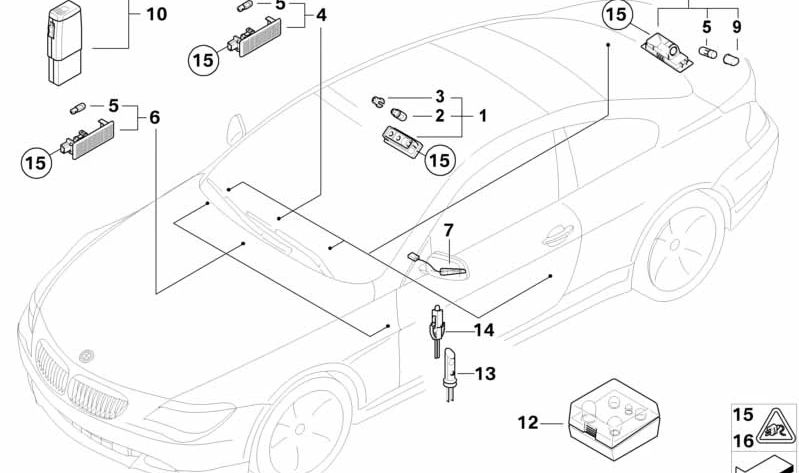 Rechte Rückspiegellicht 63316913278 für BMW E60, E61, E63, E64. Original BMW.