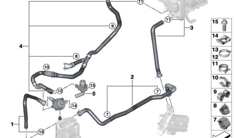 OEM -Schlauchunterstützung 64219875195 für BMW G08 (X3, X4 - Alle kompatiblen Modelle). Original BMW.