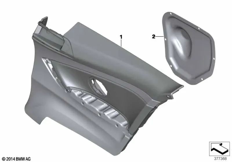 Revestimiento lateral de tela trasero derecho para BMW F32, F32N (OEM 51438063400). Original BMW