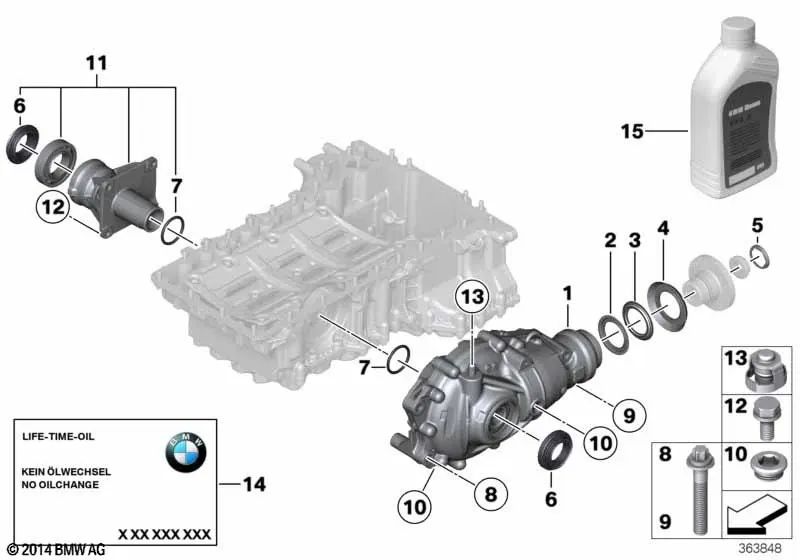 Diferencial de eje delantero para BMW Serie 5 G30, Serie 7 G11, G12 (OEM 31507648883). Original BMW