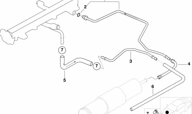 Fuel line for BMW 3 Series E46 (OEM 13317513482). Original BMW.