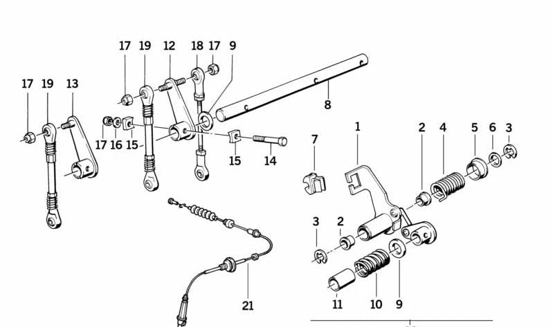 Palanca de accionamiento para BMW Serie 3 E30, Serie 5 E28 E34, Serie 6 E24 (OEM 13541308263). Original BMW