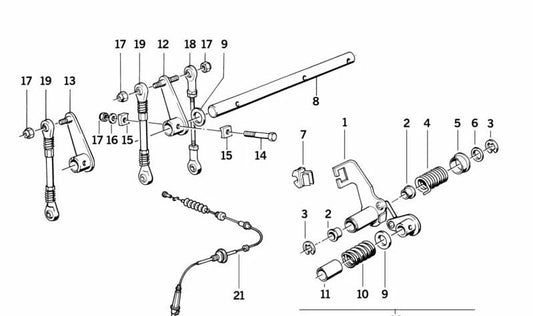 Palanca de accionamiento para BMW Serie 3 E30, Serie 5 E28 E34, Serie 6 E24 (OEM 13541308263). Original BMW