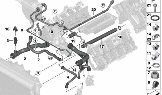 Soporte para BMW Serie 5 E60, E61, Serie 6 E63, E64, Serie 7 E65, E66 (OEM 11727506095). Original BMW