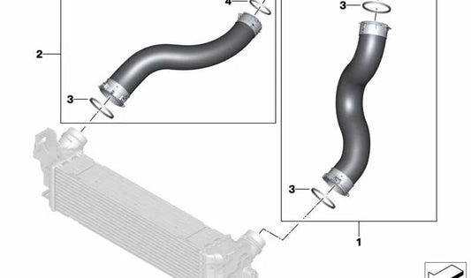 Tubería para turbo (intercooler) para BMW Serie 2 G42, Serie 3 G20, G20N, G21, G21N, G28, G28N, Serie 4 G22, G22N, G23, G23N, G26, G26N (OEM 13718654521). Original BMW