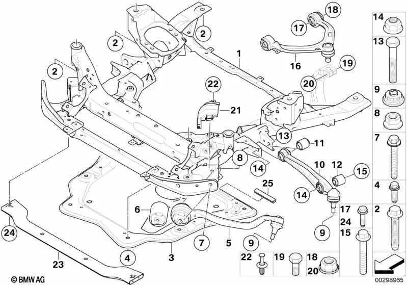 Portaeje delantero para BMW X5 E70, E70N, X6 E71 (OEM 31116779357). Original BMW