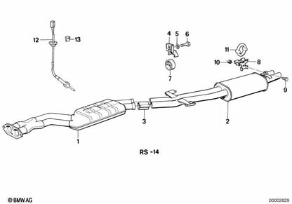 Silenciador trasero para BMW E30 (OEM 18121309046). Original BMW