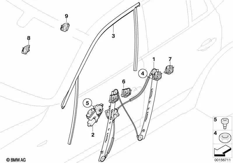 Pieza De Arrastre Mecanis.d.la Ventanil.d.la Puerta Traser Para Bmw Modelo E83 Original Recambios