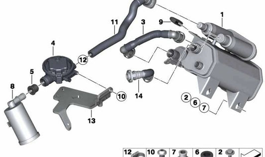 Fuel Breather Pipe OEM 16137318341 for BMW F25, F26. Original BMW.