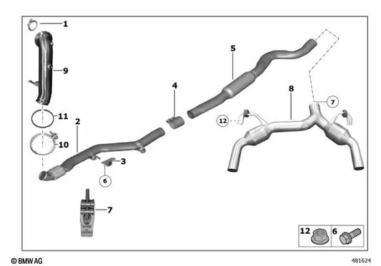 Silenciador Intermedio para BMW Serie 1 F20, F20N, F21, F21N, Serie 2 F22, F23 (OEM 18307643375). Original BMW.