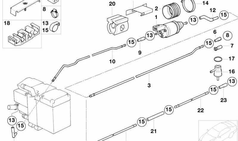 Tubería de Combustible Calefacción Estacionaria para BMW E39 (OEM 64128363809). Original BMW