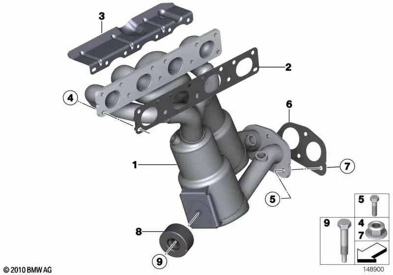 Flachdichtung für BMW 3er E90 (OEM 18407548533). Original BMW