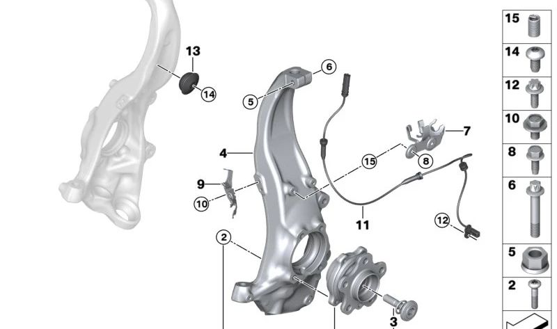 Schwenklager izquierda para BMW G30, G31, G14, G15, G16 (OEM 31206884385). Original BMW