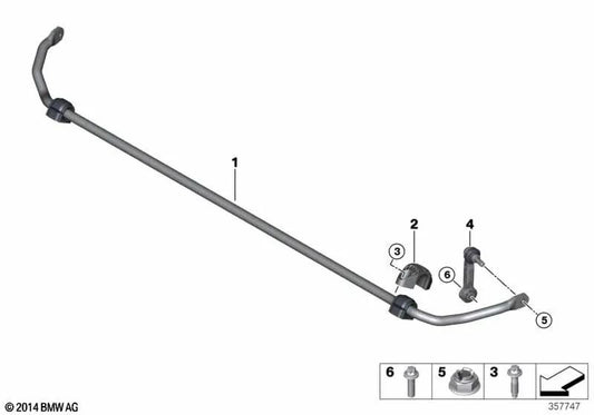 Hinterachsstabilisator für BMW 1er F40, 2er F44, X2 F39 MINI F60, F60N (OEM 33506888447). Original BMW