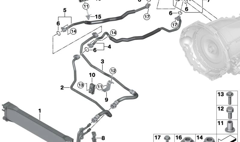 Getriebeölkühler für BMW G09 (OEM 17218842409). Original BMW