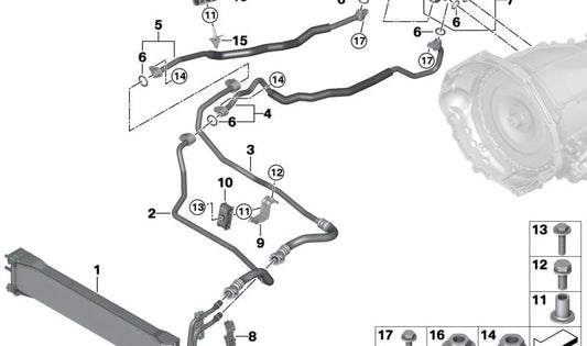 Enfriador de aceite de transmisión para BMW G09 (OEM 17218842409). Original BMW