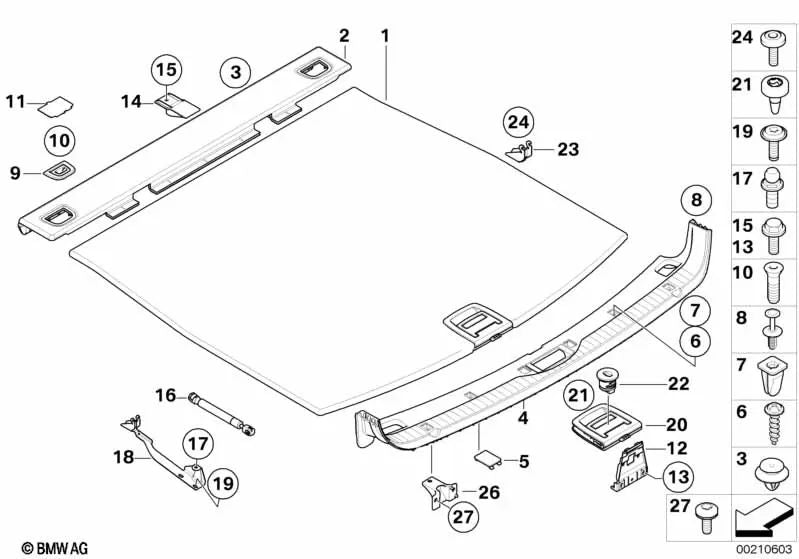 Cubierta para borde de carga para BMW Serie 5 E61, E61N (OEM 51477149561). Original BMW.