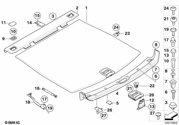 Bandeja de inserción para maletero para BMW E61, E61N (OEM 51476977029). Original BMW