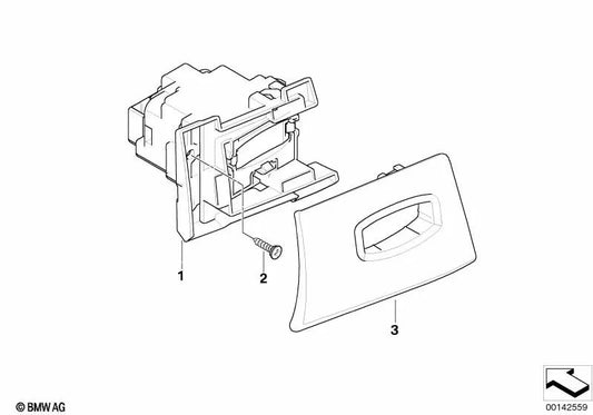 Blende for remote control key slot for BMW E90, E91, E92, E93 (OEM 66126945431). Original BMW