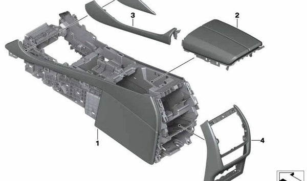 Apoyabrazos central de cuero calefactado OEM 51166996502 para BMW G05, F95, G06, F96, G07. Original BMW.