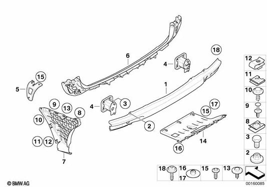 Soporte de montaje trasero izquierdo para BMW E60, E60N, E61, E61N (OEM 51127061251). Original BMW.