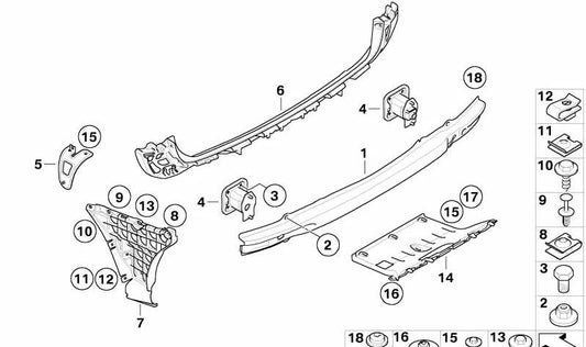 Soporte paragolpes trasero central para BMW E61, E61N (OEM 51127060797). Original BMW