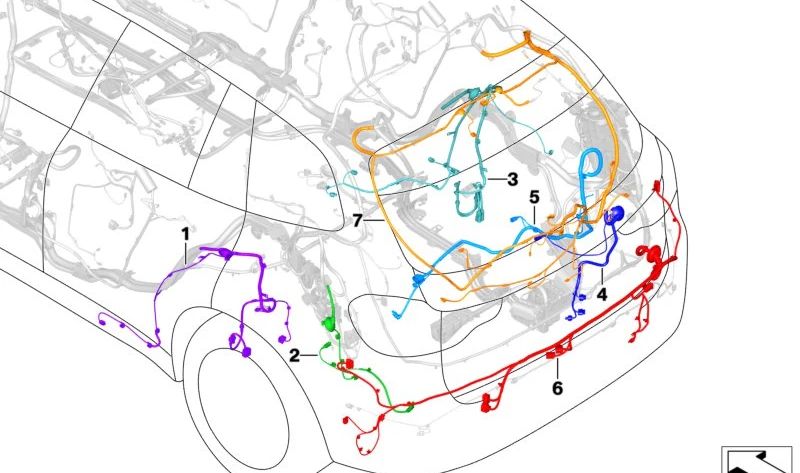 Reparaturkabelsatz für den rechten hinteren Radlauf für BMW G01N, G02N (OEM 61115A570C6). Original BMW