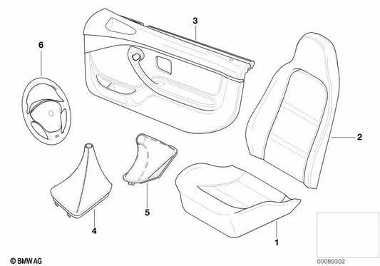 Couvercle de levier de frein en cuir Nappa pour plusieurs modèles / séries BMW (OEM 34408011845). BMW d'origine.