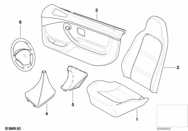 Cubierta de la palanca del freno de mano de cuero Nappa para varios modelos/series de BMW (OEM 34408011845). Original BMW.