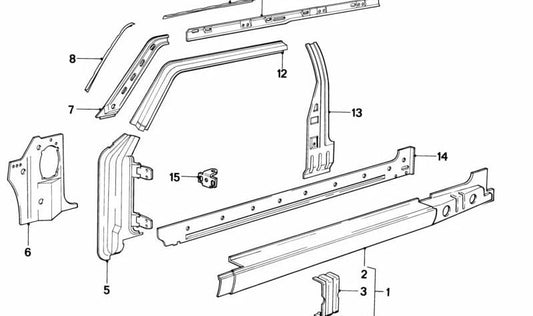 Marco del techo derecho para BMW Serie 3 E21 (OEM 41221846672). Original BMW