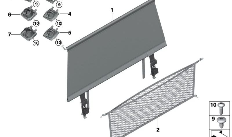 FlexNet de maletero OEM 51477332111 para BMW F15, G05, F85, F16, G06, F86, G07. Original BMW.