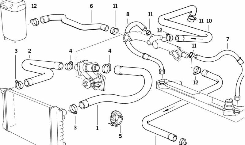 Tubo de agua para BMW Serie 8 E31 (OEM 11531741403). Original BMW