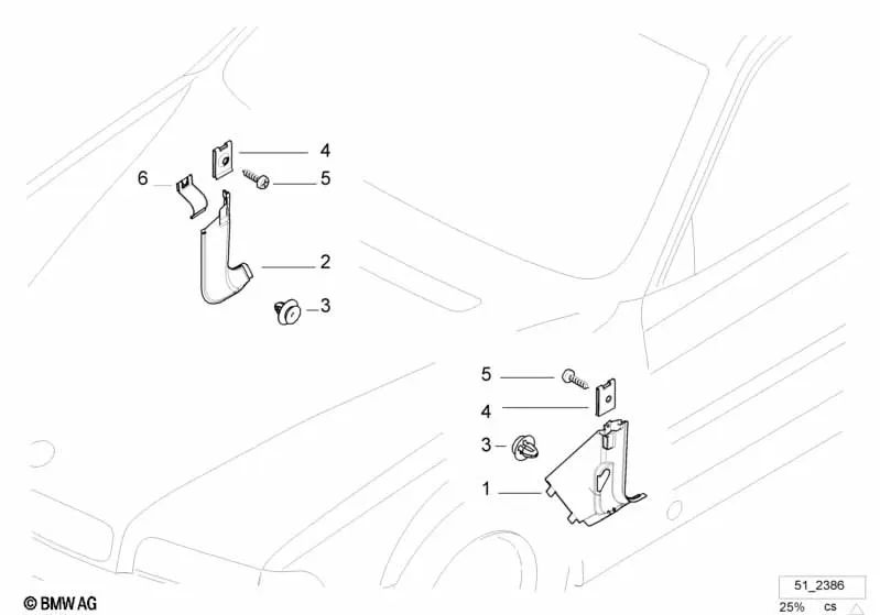 Seitenverkleidung vorne links für BMW 7er E38 (OEM 51438174809). Original BMW.