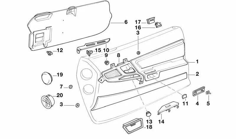 Revestimiento de puerta de cuero delantero izquierdo para BMW Serie 8 E31 (OEM 51418161851). Original BMW