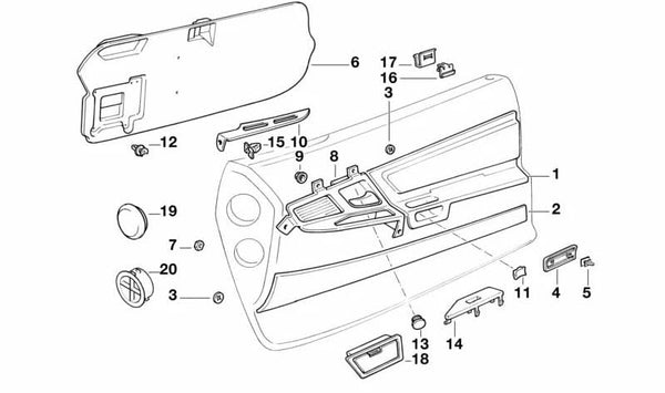 Revestimiento de puerta de cuero delantero izquierdo para BMW Serie 8 E31 (OEM 51418161851). Original BMW