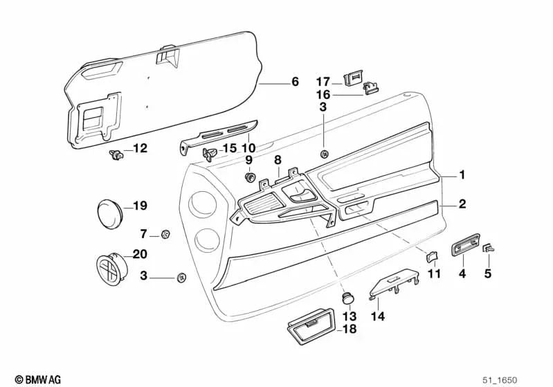 Tapa de cierre para BMW Serie 8 E31 (OEM 51412254019). Original BMW