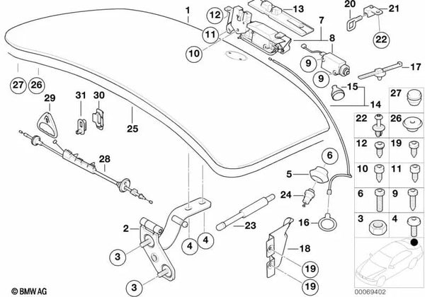 Zogüese para BMW Z8 E52, MINI R50, R53, R56 (OEM 51247008319). Original BMW