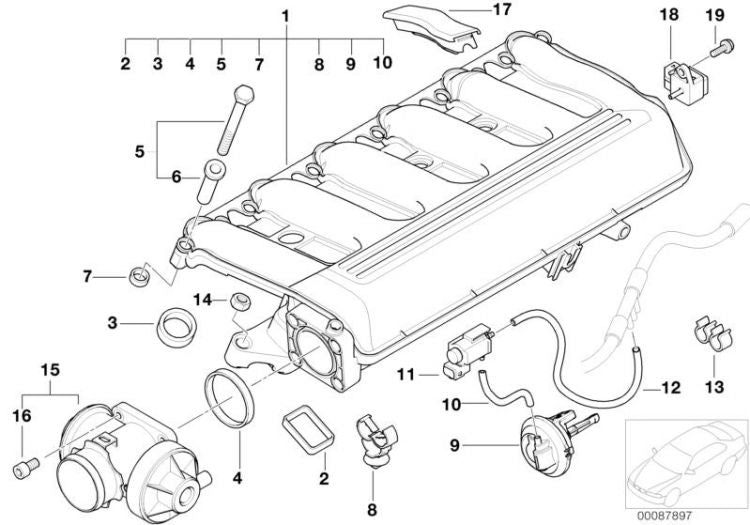 Manguera Aspiracion Negra 3 5X2 0 Para Bmw Muchos Modelos. Original Recambios