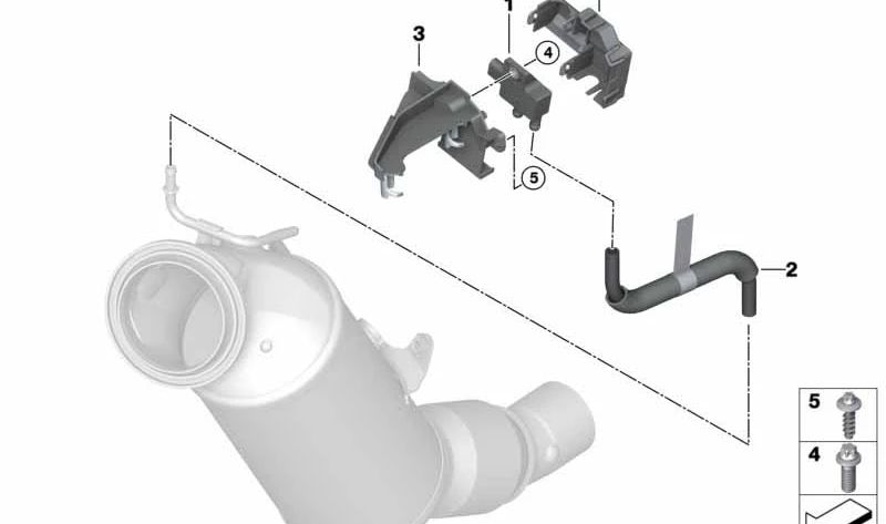 Soporte sensor filtro de partículas OEM 13628682736 para BMW F40, F45, F48, F39 y MINI F60. Original BMW y MINI.