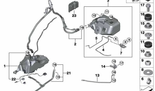 Rücklaufleitung für BMW 3er F30N, F31N, F34N, 4er F32N, F36N (OEM 16197399416). Original BMW