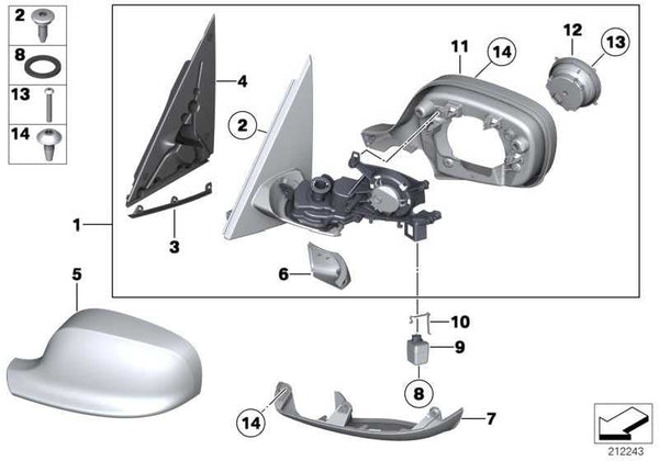 Juego De Tapas Parte Inferior La Carcasa Retrovisor Para Bmw E84 E83 . Original Recambios