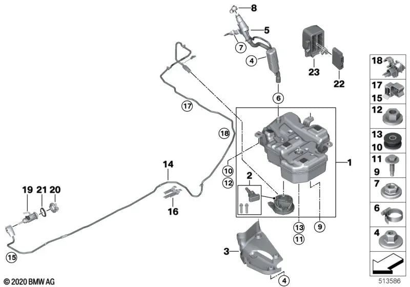 Clip para BMW Serie 1 F40, Serie 2 F44, F45N, F46N, X1 F48, F48N, X2 F39, MINI F54, F54N, F60, F60N (OEM 16197481837). Original BMW