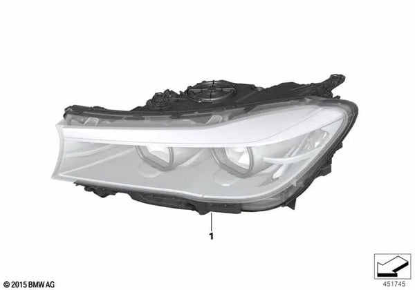 Faro LED AHL izquierdo para BMW Serie 7 G11, G12 (OEM 63117408715). Original BMW