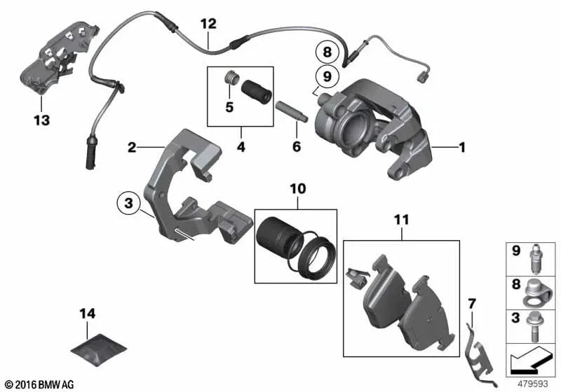 Supporto freno BMW 7 E65 Serie, E66 (OEM 34216760420). BMW originale