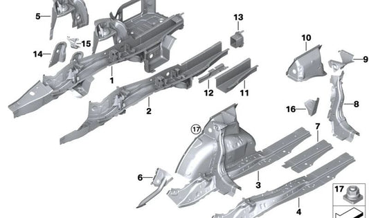 Soporte de manguera de freno izquierda para BMW Serie 2 G42, G87, Serie 3 G20, G21, G28, G80, G81, Serie 4 G22, G23, G26, G82, G83. (OEM 41007488065). Original BMW.