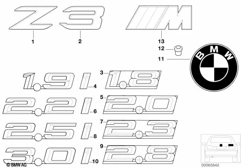 BMW Emblem pour plusieurs modèles / séries BMW (OEM 51148413708). BMW d'origine.